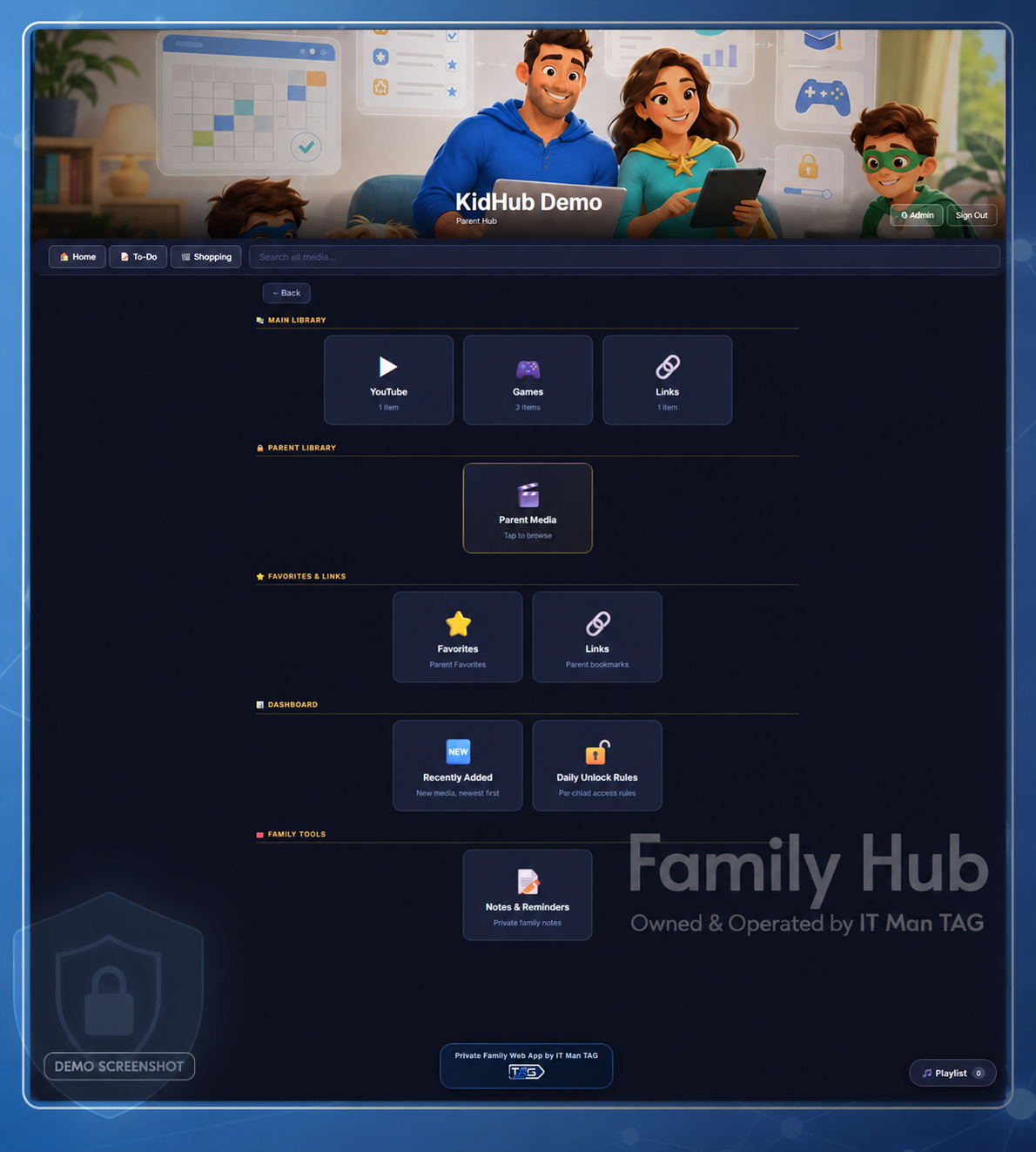 Generic Family Hub parent portal work example demo